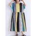 Bohemian patchwork linen cotton Wardrobes boutique Runway multicolor striped Robe Dress Summer