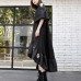 fine black patchwork cotton maxi dress trendy plus size hollow out gown casual asymmetric hem cotton caftans