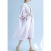 Classy pink linen dress Fashion Shirts o neck embroidery Robe Summer Dresses