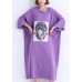 DIY o neck half sleeve cotton quilting dresses purple cotton robes Dress Summer