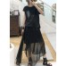 Style black chiffon quilting skirts asymmetric hem Traveling summer skirt