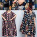 Beautiful blue Plaid cotton dresses Vintage Fabrics o neck large hem cotton summer Dress