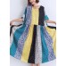 Bohemian patchwork linen cotton Wardrobes boutique Runway multicolor striped Robe Dress Summer