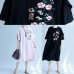 Classy pink linen dress Fashion Shirts o neck embroidery Robe Summer Dresses